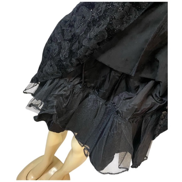 Zum Zum Vintage 90’s Y2K Black Floral Velvet Satin Sparkle Party Dress Size 5-6 - Picture 10 of 12